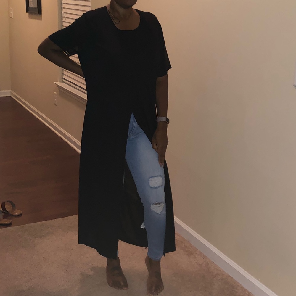 NWT Long Black Shirt w/ Split in Front